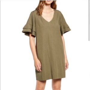 Tommy Bahama Dress XS Green Flutter Sleeve Knee Length Sage